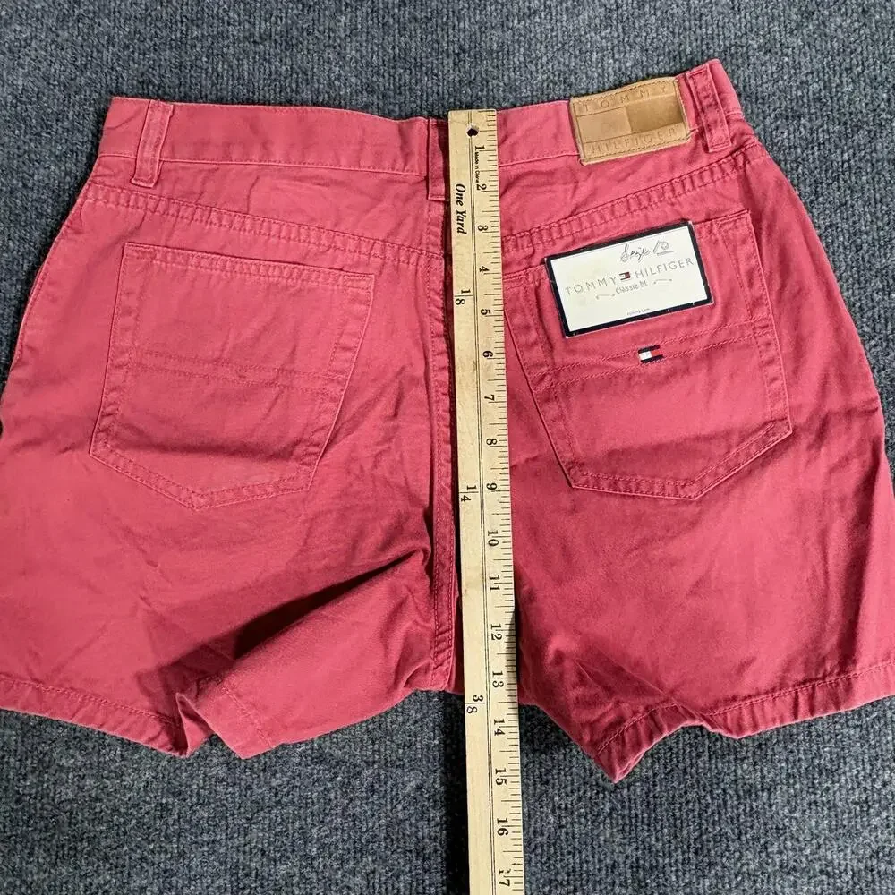 Tommy Hilfiger Shorts Womens 10 Red Pink Twill Chino Classic Fit Casual Summer